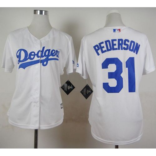 Los Angeles Dodgers #31 Joc Pederson White Home Women's Stitched Jersey Womens