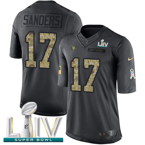 San Francisco 49ers #17 Emmanuel Sanders Black Super Bowl LIV 2020 Men's Stitched Limited 2016 Salute to Service Jersey Men's
