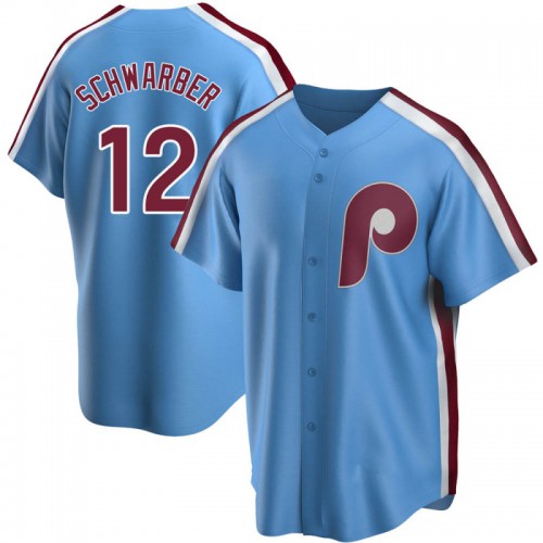 Philadelphia Philadelphia Phillies #12 Kyle Schwarber Men's Light Blue Road Cooperstown Collection Replica Player Jersey Men's