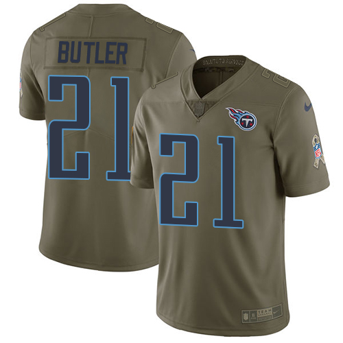 Tennessee Titans #21 Malcolm Butler Olive Youth Stitched Limited 2017 Salute to Service Jersey Youth