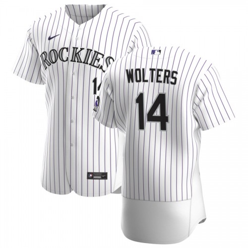 Colorado Colorado Rockies #14 Tony Wolters Men's White Home 2020 Authentic Player Jersey Men's