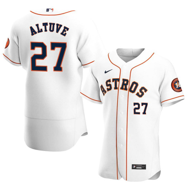 Men's Houston Astros 27 Authentic White Home 2020 Jose Altuve Jersey