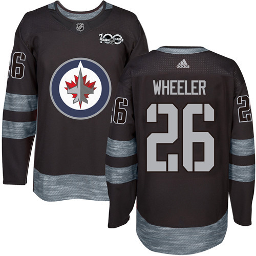 Adidas Winnipeg Jets #26 Blake Wheeler Black 1917-2017 100th Anniversary Stitched Jersey Men's