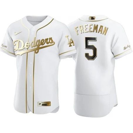 Los Angeles Dodgers #5 Freddie Freeman Men's Authentic 2021 Golden Edition Jersey White