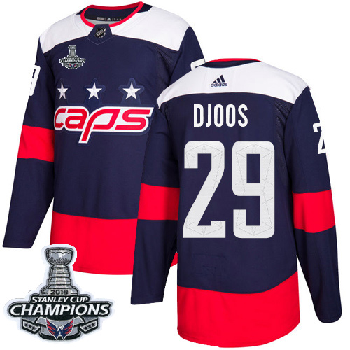 Adidas Washington Capitals #29 Christian Djoos Navy Authentic 2018 Stadium Series Stanley Cup Final Champions Stitched Jersey Men's