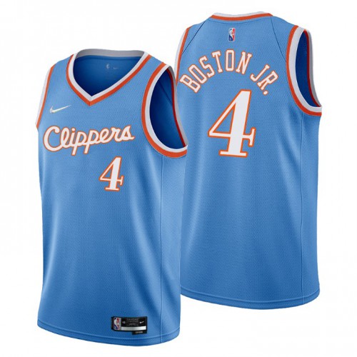 Los Angeles Los Angeles Clippers #4 Brandon Boston Jr. Mens Blue 2021/22 Swingman Jersey - City Edition Mens