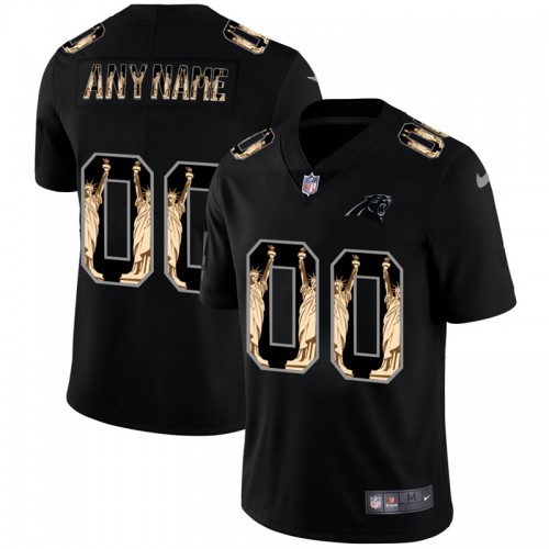 Carolina Panthers Custom Carbon Black Vapor Statue Of Liberty Limited Jersey
