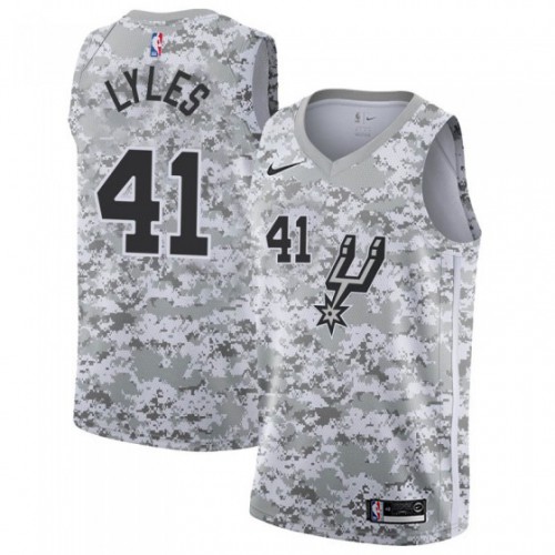 San Antonio Spurs #41 Trey Lyles White Camo Womens Swingman Earned Edition Jersey Womens
