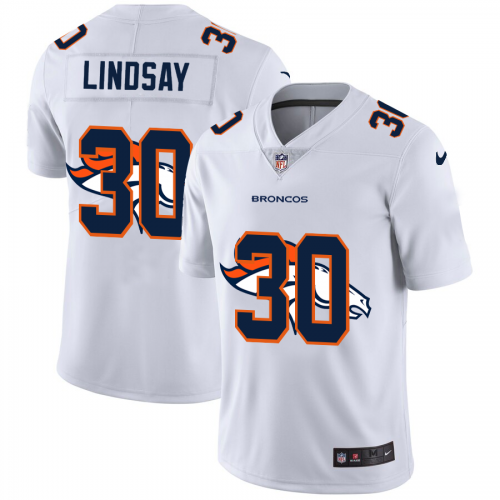 Denver Denver Broncos #30 Phillip Lindsay White Men's Team Logo Dual Overlap Limited Jersey Men's