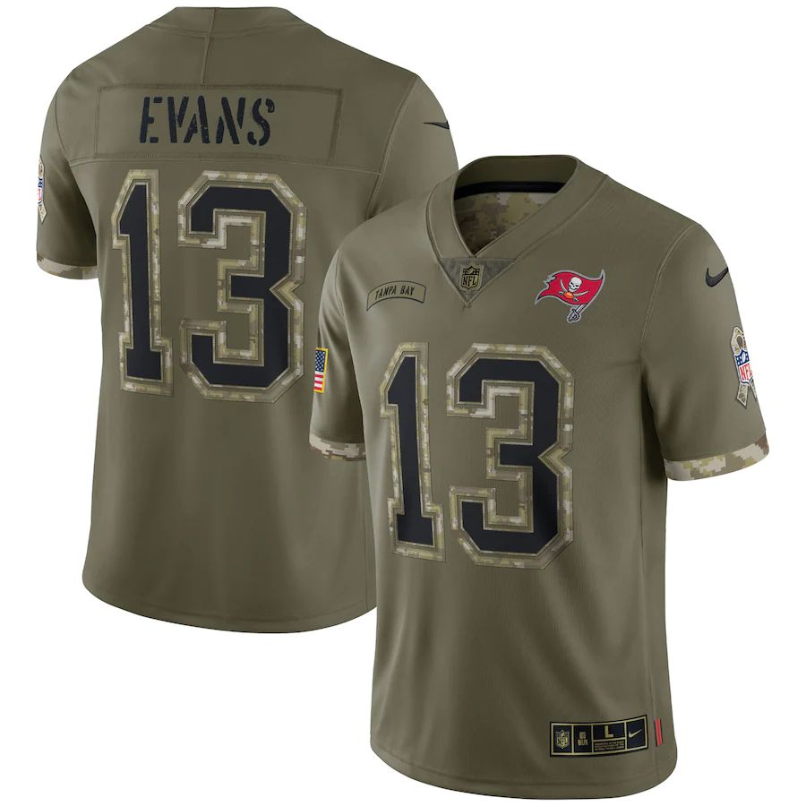 Tampa Bay Buccaneers #13 Mike Evans Men's 2022 Salute To Service Limited Jersey - Olive