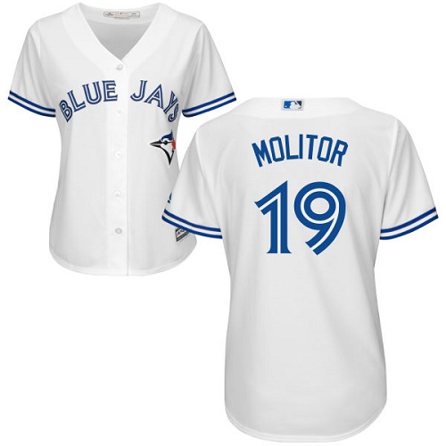 Toronto Blue Jays #19 Paul Molitor White Home Women's Stitched Jersey Womens