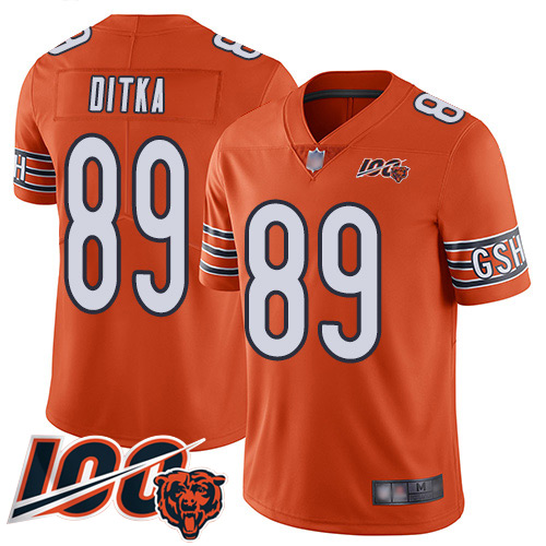 Bears #89 Mike Ditka Orange Men's Stitched Limited Rush 100th Season Jersey