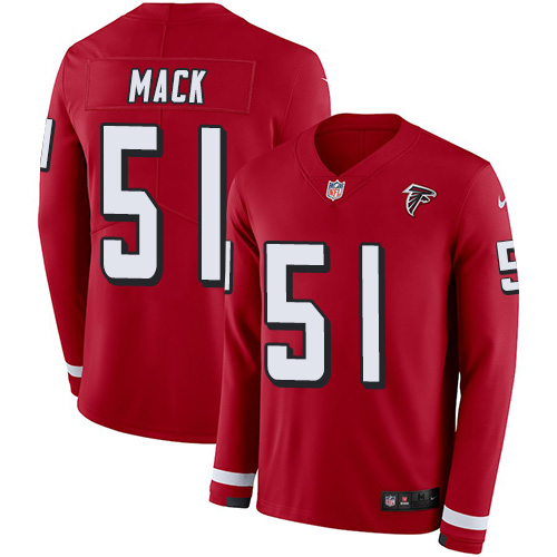Atlanta Falcons #51 Alex Mack Red Team Color Men's Stitched Limited Therma Long Sleeve Jersey Men's