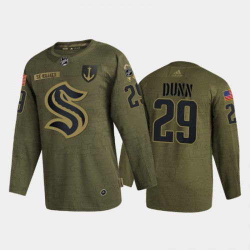 Seattle Seattle Kraken #29 Vince Dunn Men's Adidas Veterans Day 2022 Military Appreciation Jersey - Olive Men's
