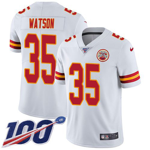 Chiefs #35 Jaylen Watson White Men's Stitched 100th Season Vapor Limited Jersey