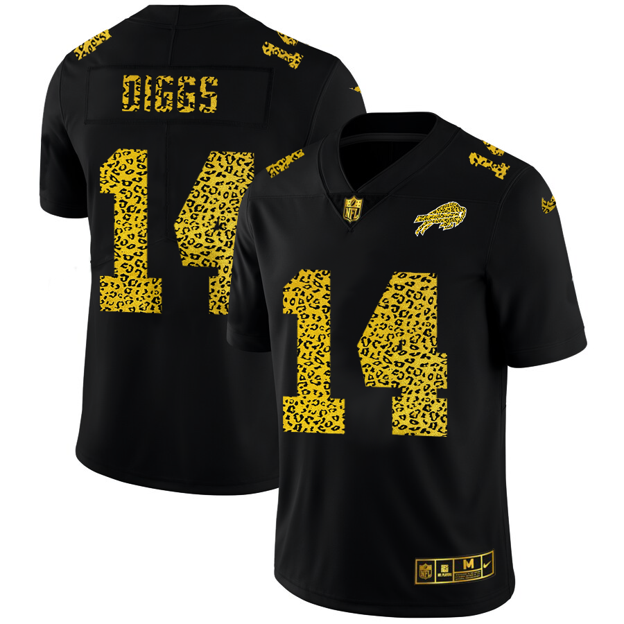 Buffalo Bills #14 Stefon Diggs Men's Leopard Print Fashion Vapor Limited Jersey Black
