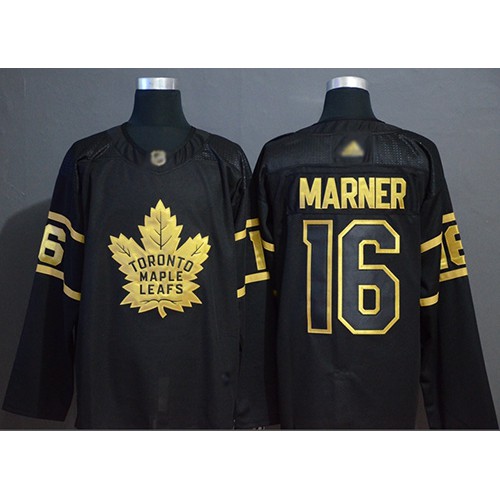 Adidas Maple Toronto Maple Leafs #16 Mitchell Marner Black/Gold Authentic Stitched Jersey Men's