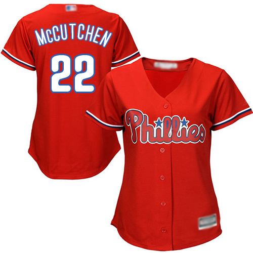 Philadelphia Phillies #22 Andrew McCutchen Red Alternate Women's Stitched Jersey Womens