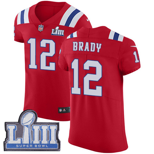 Patriots #12 Tom Brady Red Alternate Super Bowl LIII Bound Men's Stitched Vapor Untouchable Elite Jersey