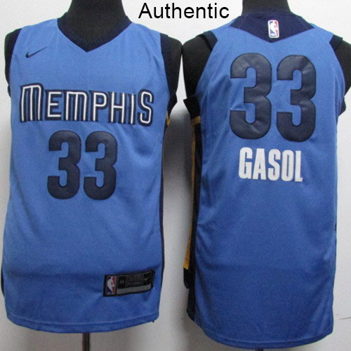 Memphis Grizzlies #33 Marc Gasol Light Blue Authentic Statement Edition Jersey Mens