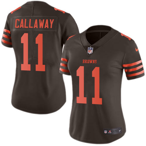 Cleveland Browns #11 Antonio Callaway Brown Women's Stitched Limited Rush Jersey Womens