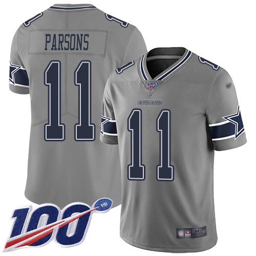 Cowboys #11 Micah Parsons Gray Men's Stitched Limited Inverted Legend 100th Season Jersey