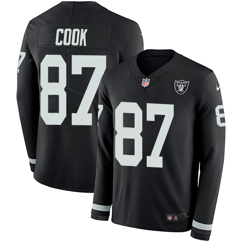 Las Vegas Raiders #87 Jared Cook Black Team Color Men's Stitched Limited Therma Long Sleeve Jersey Men's