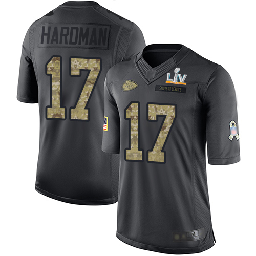 Kansas City Chiefs #17 Mecole Hardman Black Men's Super Bowl LV Bound Stitched Limited 2016 Salute to Service Jersey Men's