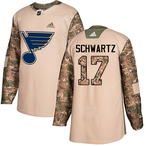 Adidas St. Louis Blues #17 Jaden Schwartz Camo Authentic 2017 Veterans Day Stitched Youth Jersey Youth