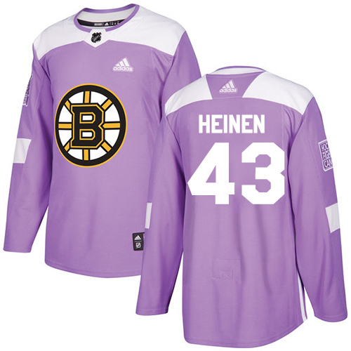 Adidas Boston Bruins #43 Danton Heinen Purple Authentic Fights Cancer Stitched Jersey Men's