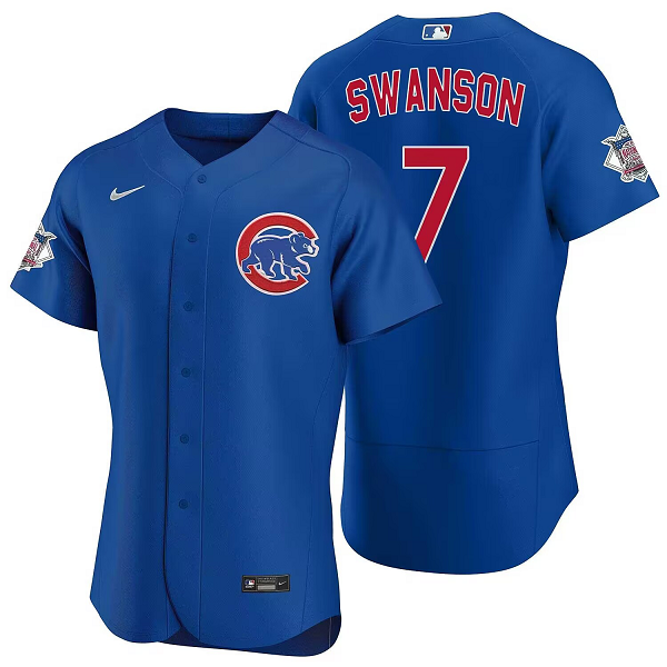 Men's Chicago Cubs #7 Dansby Swanson Alternate Flex Base Jersey
