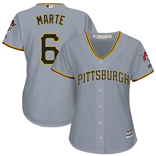 Pittsburgh Pirates #6 Starling Marte Grey Road Women's Stitched Jersey Womens