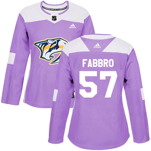 Adidas Nashville Predators #57 Dante Fabbro Purple Authentic Fights Cancer Women's Stitched Jersey Womens