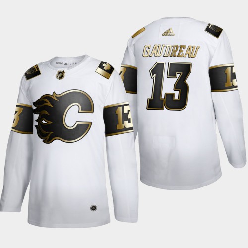 Calgary Calgary Flames #13 Johnny Gaudreau Men's Adidas White Golden Edition Limited Stitched Jersey Men's