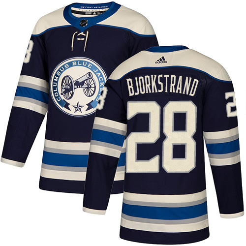 Adidas Columbus Blue Jackets #28 Oliver Bjorkstrand Navy Blue Alternate Authentic Stitched Jersey Men's