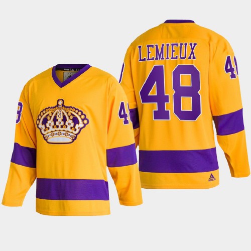 Adidas Los Angeles Kings #48 Brendan Lemieux Team Classics Gold Men's 2022 Throwback Jersey Men's