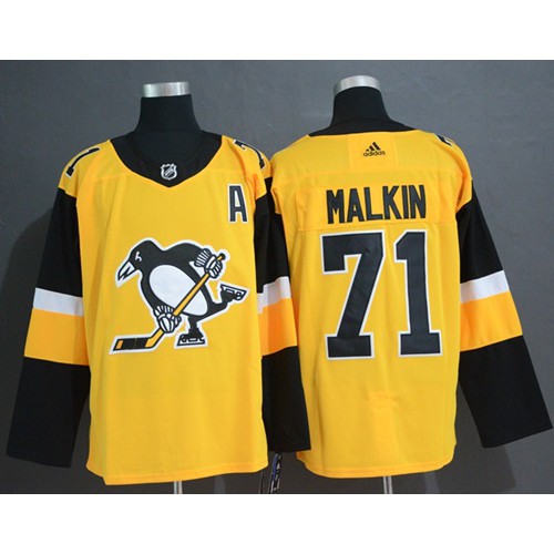 Adidas Pittsburgh Penguins #71 Evgeni Malkin Gold Alternate Authentic Stitched Jersey Men's