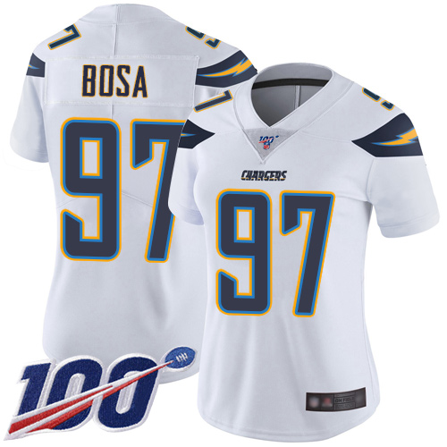 Chargers #97 Joey Bosa White Women's Stitched 100th Season Vapor Limited Jersey