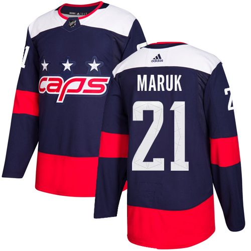 Adidas Washington Capitals #21 Dennis Maruk Navy Authentic 2018 Stadium Series Stitched Jersey Men's