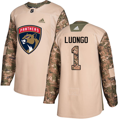 Adidas Florida Panthers #1 Roberto Luongo Camo Authentic 2017 Veterans Day Stitched Youth Jersey Youth