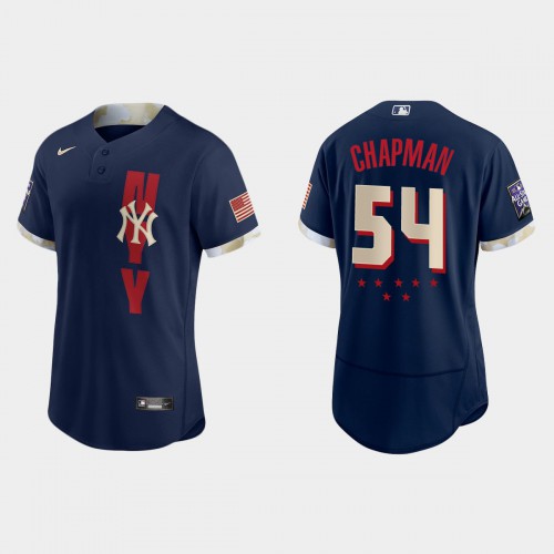New York New York Yankees #54 Aroldis Chapman 2021 All Star Game Authentic Navy Jersey Men's