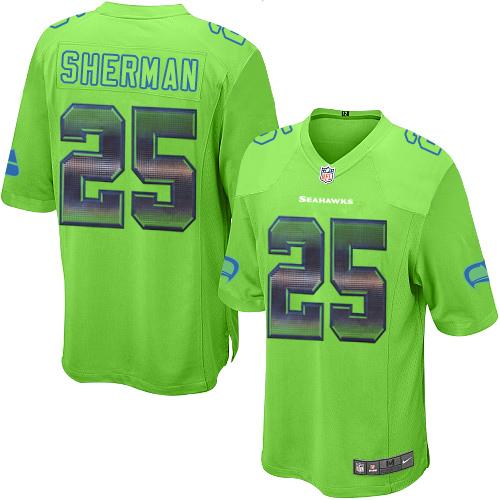 Seattle Seahawks #25 Richard Sherman Green Alternate Men's Stitched Limited Strobe Jersey Men's