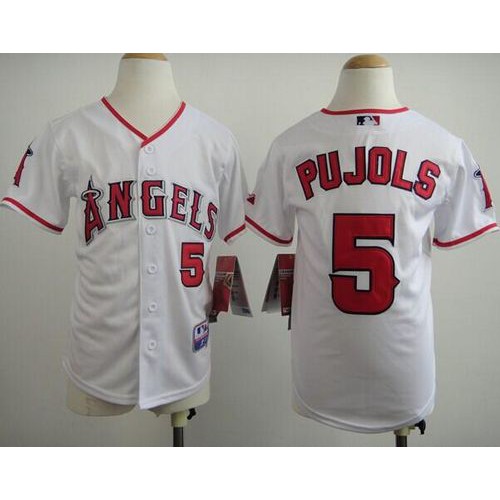 Los Angeles Angels #5 Albert Pujols White Stitched Youth Jersey Youth