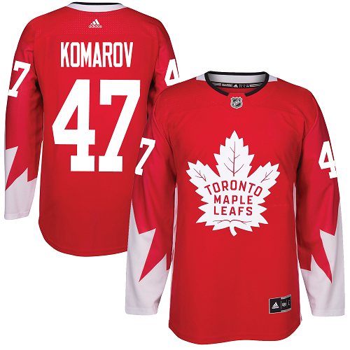 Adidas Maple Toronto Maple Leafs #47 Leo Komarov Red Team Canada Authentic Stitched Jersey Men's