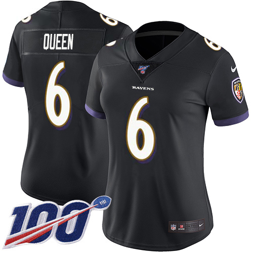 Ravens #6 Patrick Queen Black Alternate Women's Stitched 100th Season Vapor Untouchable Limited Jersey