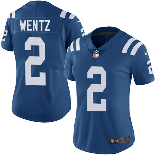 Indianapolis Indianapolis Colts #2 Carson Wentz Royal Blue Team Color Women's Stitched Vapor Untouchable Limited Jersey Womens