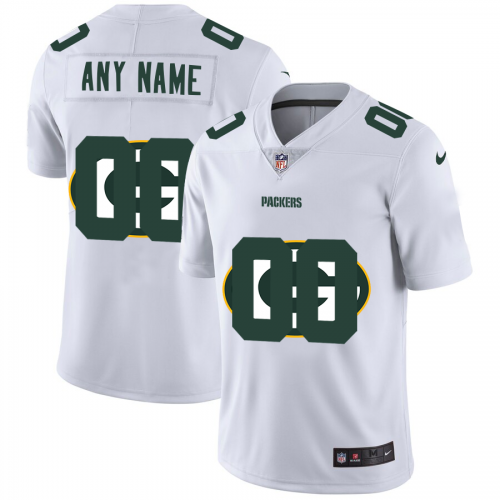 Green Bay Packers Custom White Men's Team Logo Dual Overlap Limited Jersey