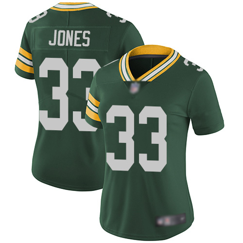 Packers #33 Aaron Jones Green Team Color Women's Stitched Vapor Untouchable Limited Jersey