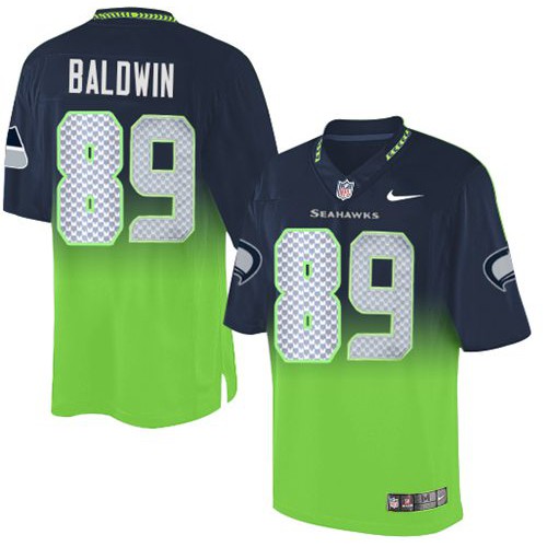Seattle Seahawks #89 Doug Baldwin Steel Blue/Green Men's Stitched Elite Fadeaway Fashion Jersey Men's