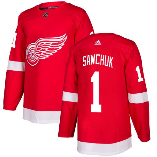 Adidas Detroit Red Wings #1 Terry Sawchuk Red Home Authentic Stitched Jersey Men's